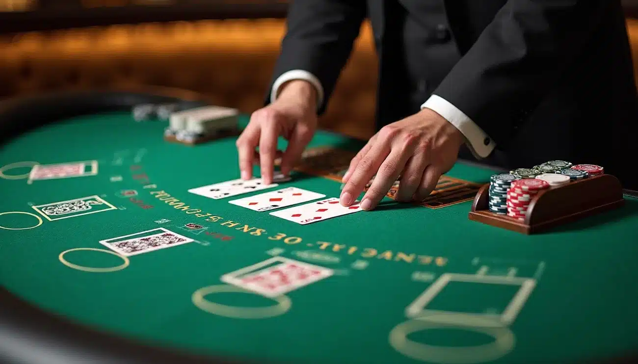 Man dealing a round of blackjack